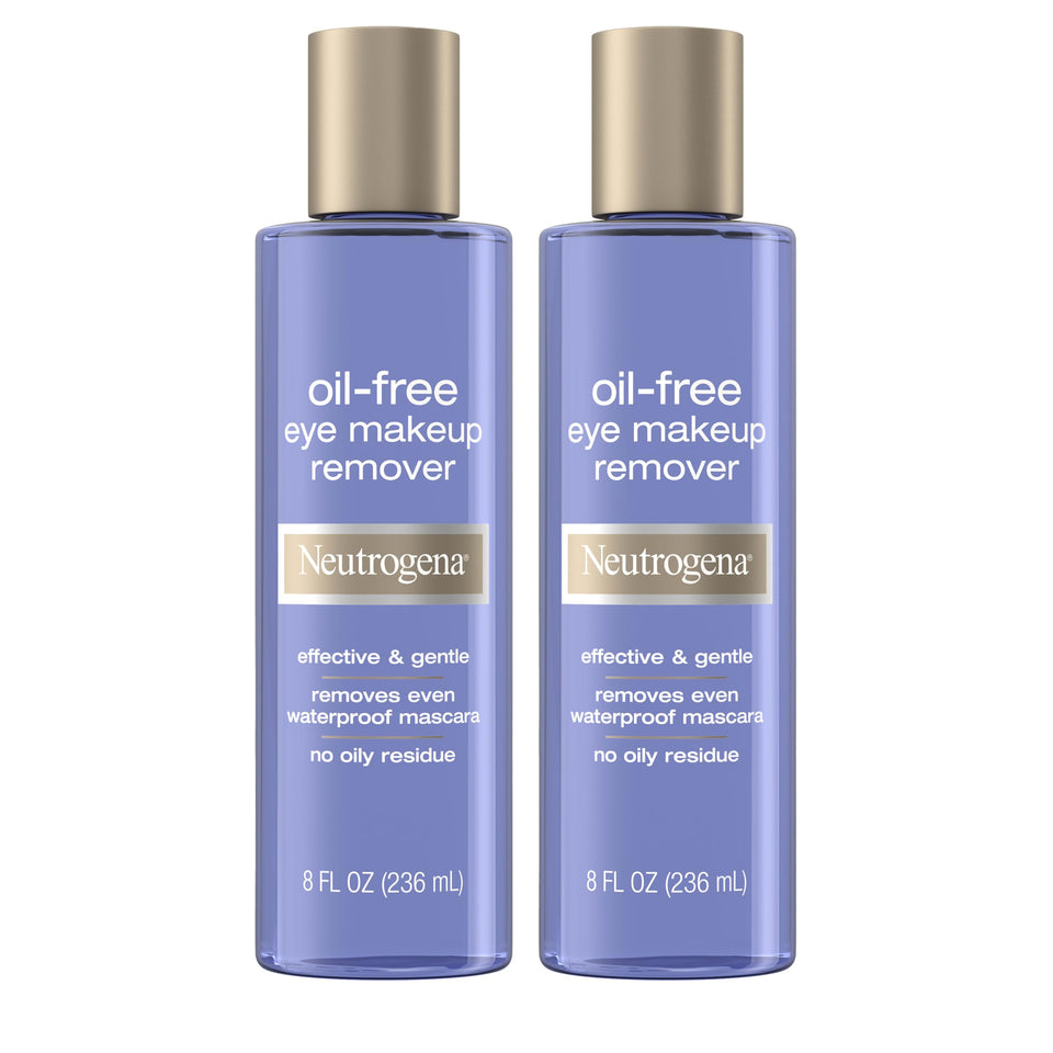 Neutrogena front packaging showing twin bottles and clear labeling, gentle removal benefit