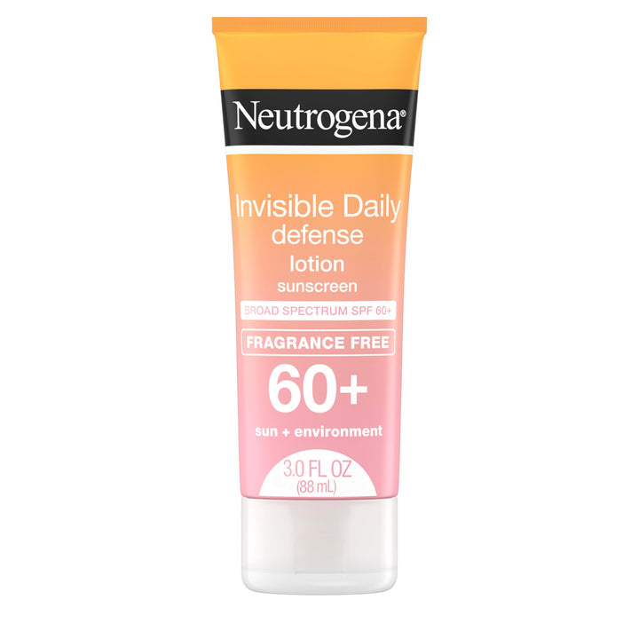 Neutrogena front packaging showing SPF 60+ and invisible formula benefit