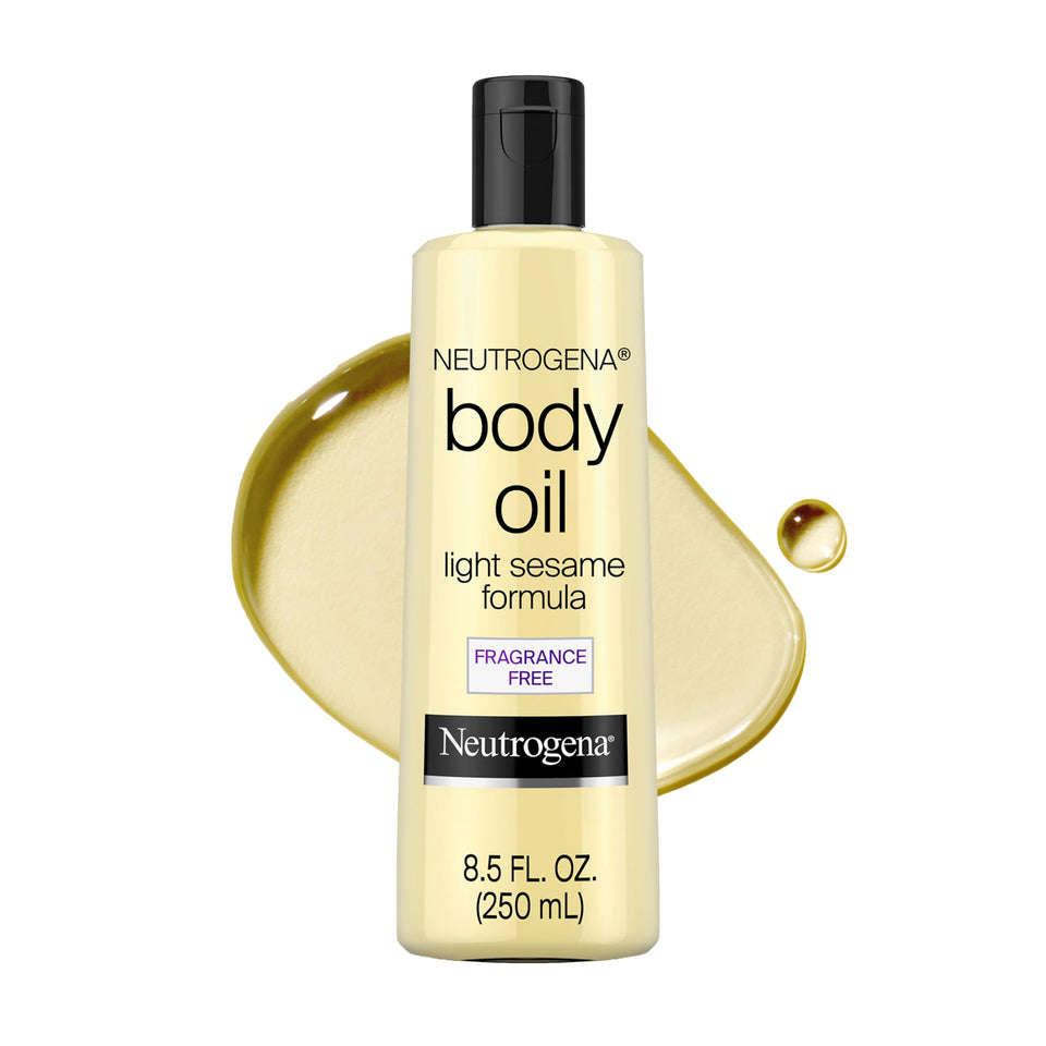 Neutrogena front packaging showing lightweight sesame oil and benefits