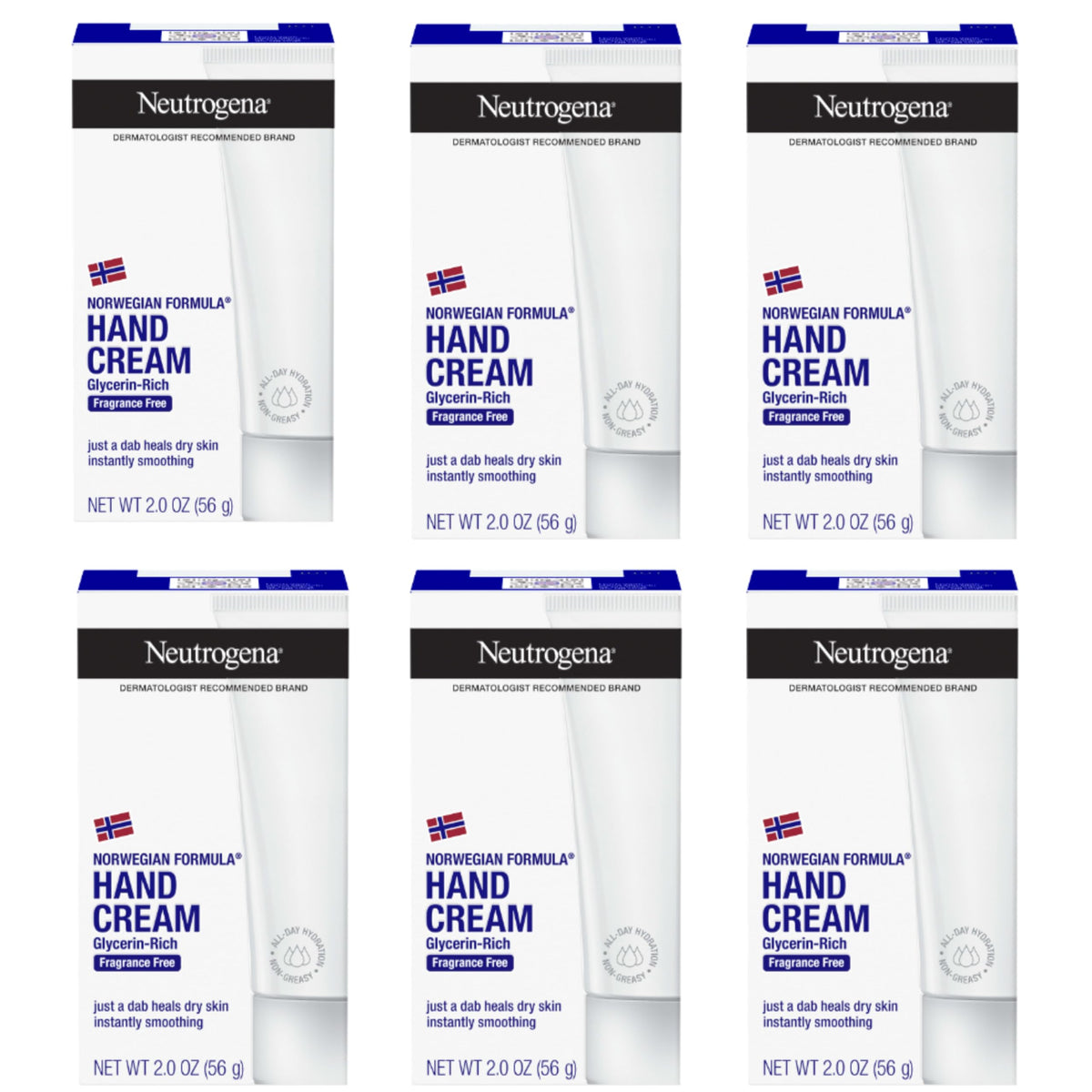 Neutrogena front packaging showing six travel tubes and value convenience