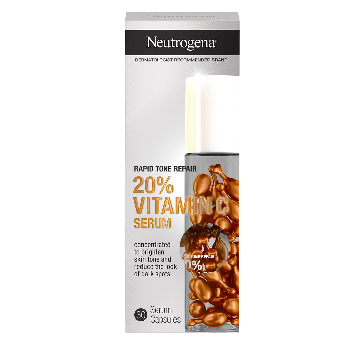 Neutrogena front packaging showing 30 capsules and brightening benefit