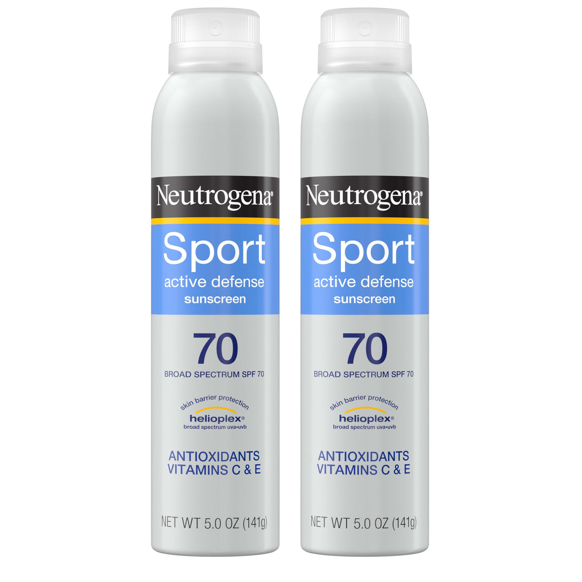 Neutrogena front packaging twin pack showing SPF 70 protection benefit
