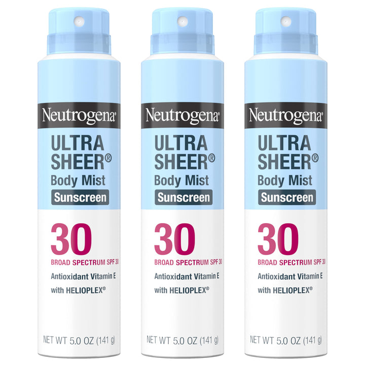 Neutrogena front packaging showing SPF 30 benefit and easy spray use