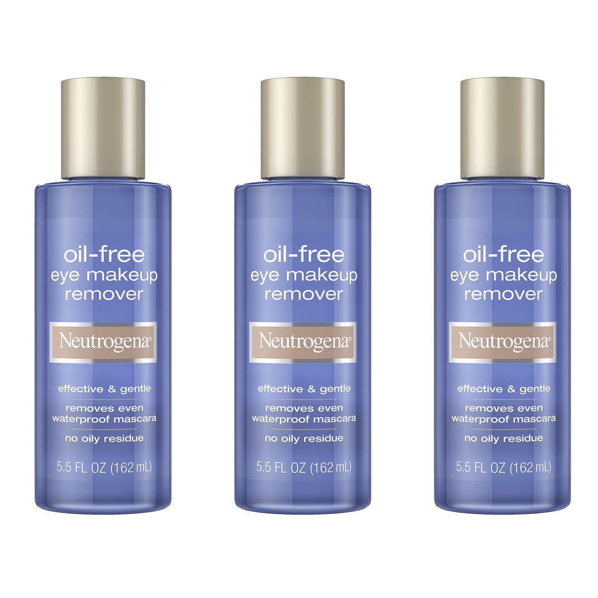 Neutrogena front packaging three-bottle pack showing product and size benefit