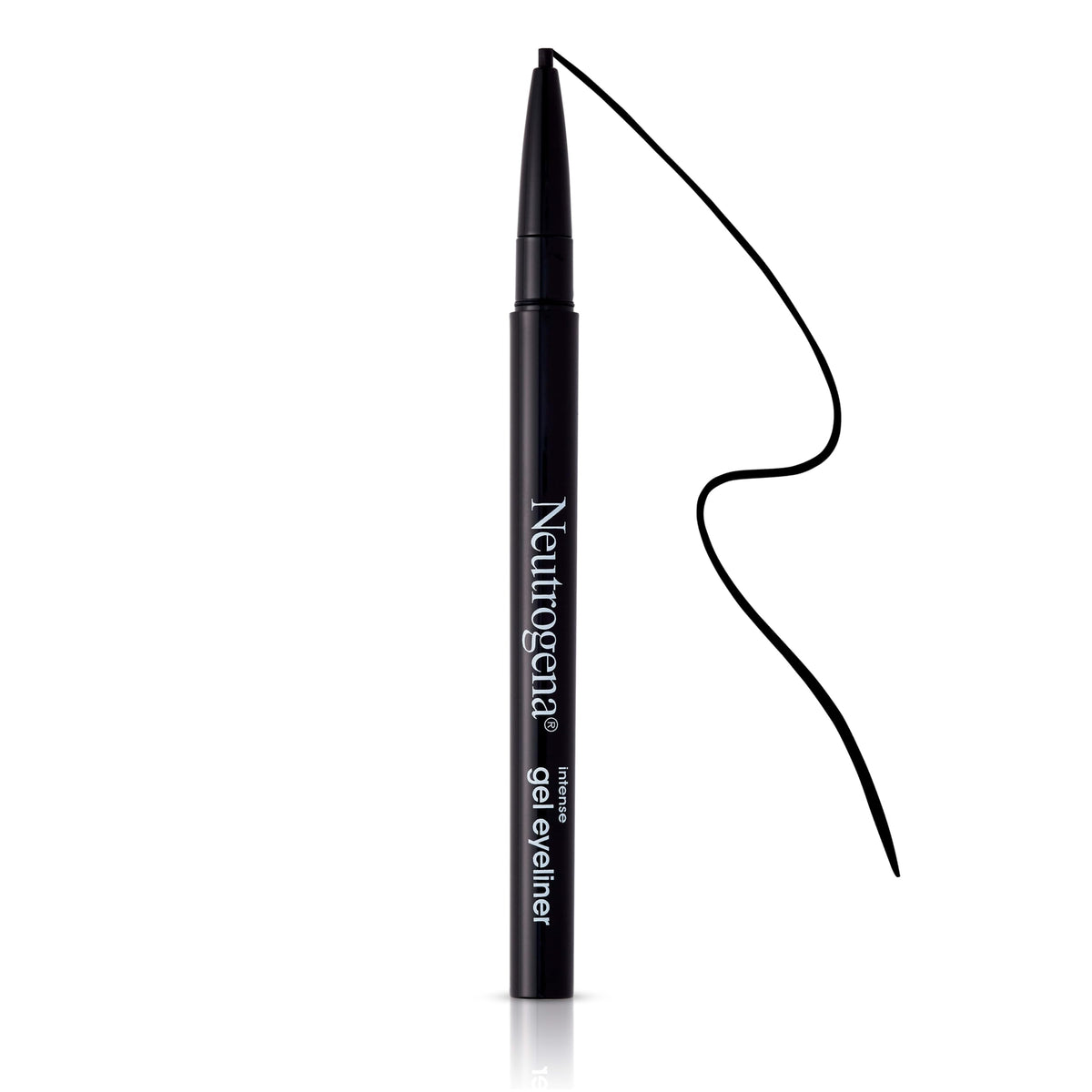 neutrogena model with sharp winged liner showing longwear result
