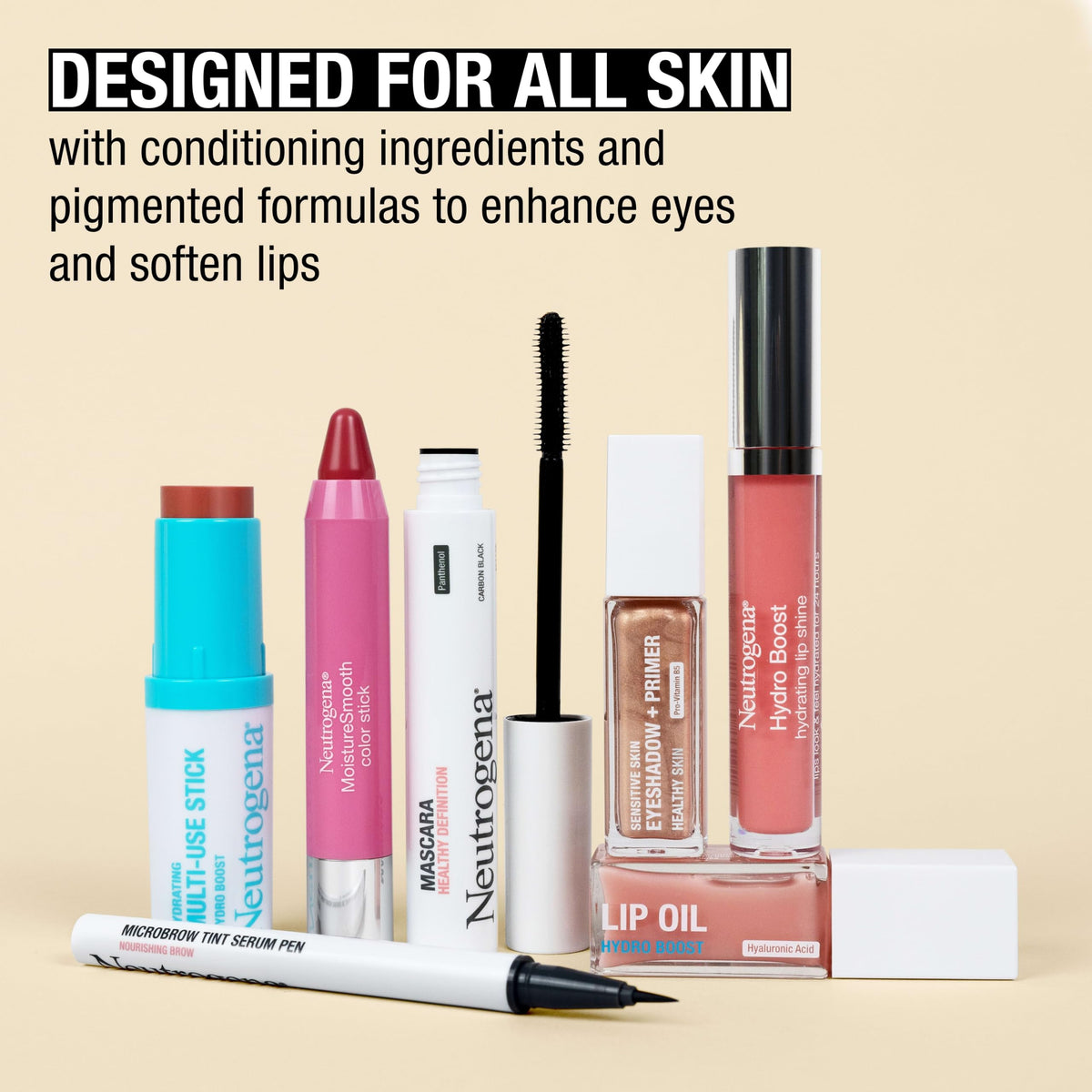 Neutrogena before-and-after lashes demonstrating length and natural volume