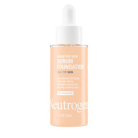 Neutrogena jar front showing foundation bottle and natural finish benefit