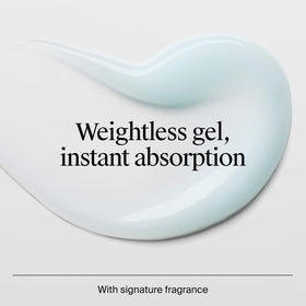 Neutrogena applying gel to hand demonstrating quick absorption and dewy skin