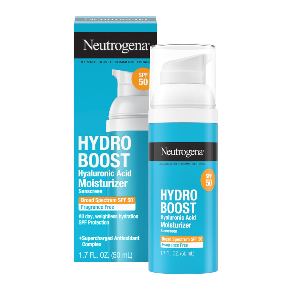 Neutrogena front packaging showing SPF 50 and hydration benefits