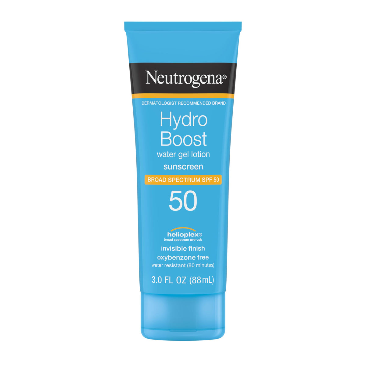 Neutrogena Hydro Boost front packaging showing SPF 50 protection and portable size
