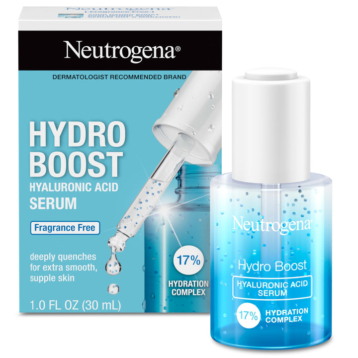 Neutrogena Hydro Boost front packaging showing bottle and label, offers lightweight hydration