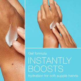 Neutrogena applied to hands demonstrating smooth finish and instant comfort