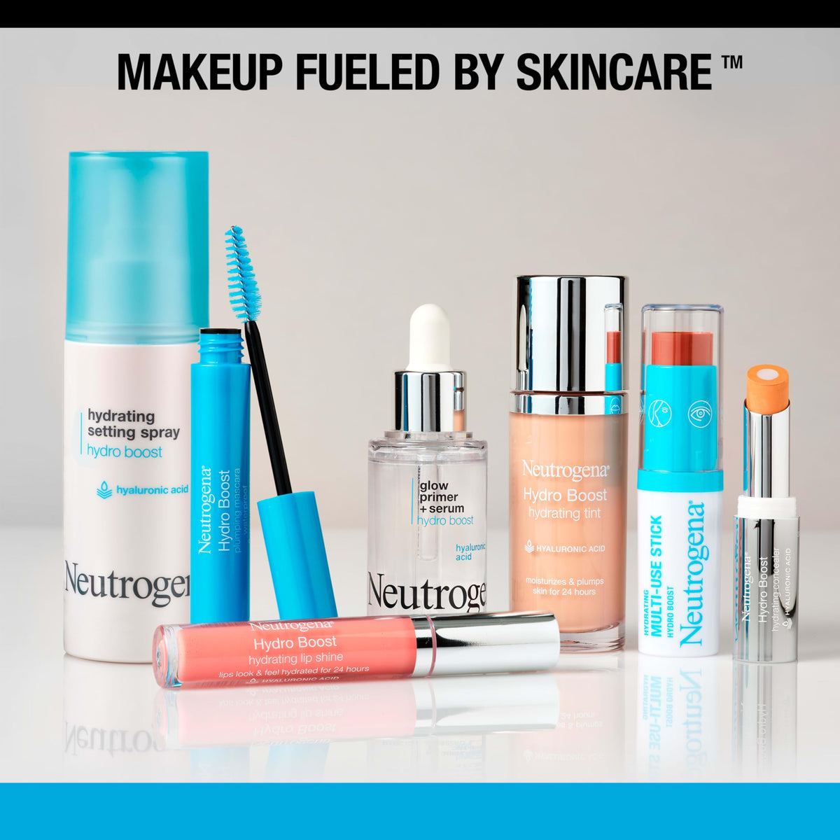 neutrogena bottle on bathroom counter with skincare, easy routine benefit