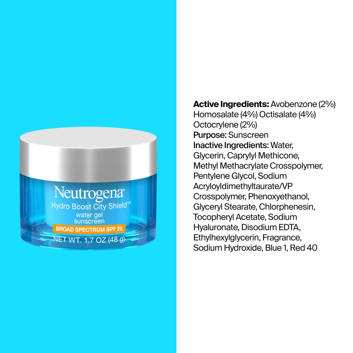 Neutrogena ingredient callout hyaluronic acid showing moisture retention benefit