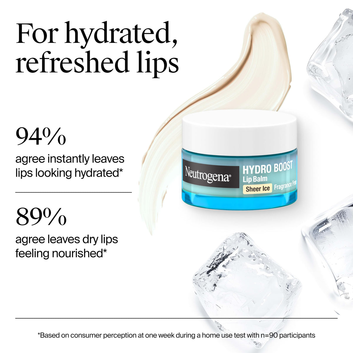 Neutrogena Hydro Boost ingredients layout with hyaluronic acid and shea butter visible