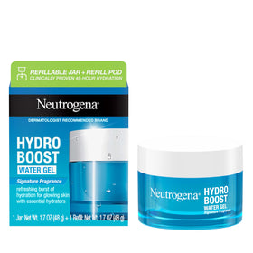 Neutrogena refillable jar front view showing sleek packaging and hydration benefit