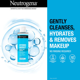 Closeup of Neutrogena Hydro Boost label highlighting hyaluronic acid