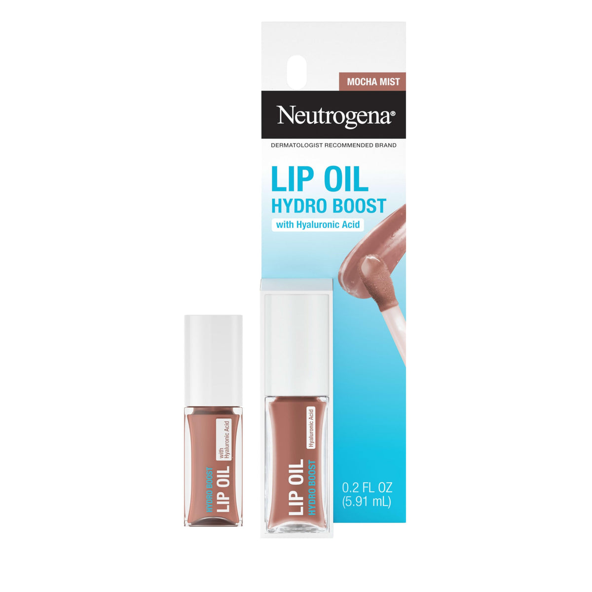 Neutrogena lip oil applicator close-up highlighting smooth applicator and shine