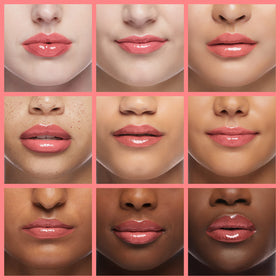 Neutrogena lip swatch of flushed coral showing luminous finish