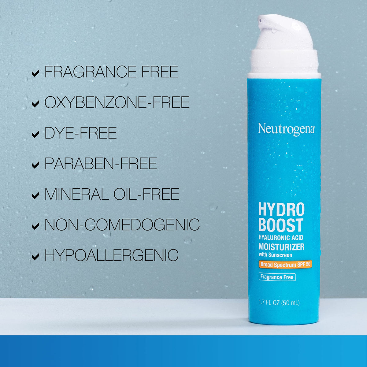Neutrogena moisturizer spread on hand showing quick absorption and matte finish