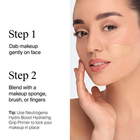 Neutrogena Hydro Boost blending on hand showing seamless coverage and natural finish benefit