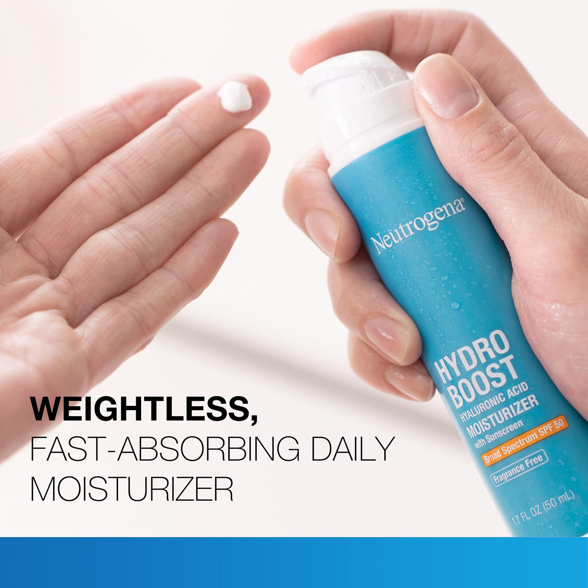 Neutrogena pump dispensing moisturizer demonstrating easy, controlled application