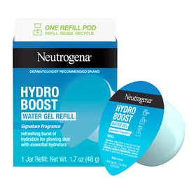 Neutrogena refill pod front packaging showing sustainable design and hydration benefit