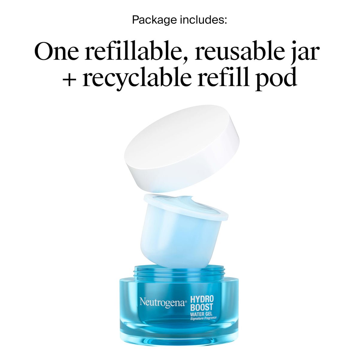 Neutrogena refill pod beside jar highlighting eco-friendly reduced plastic