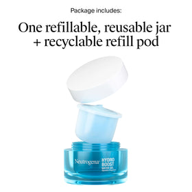 Neutrogena refill pod beside jar highlighting eco-friendly reduced plastic
