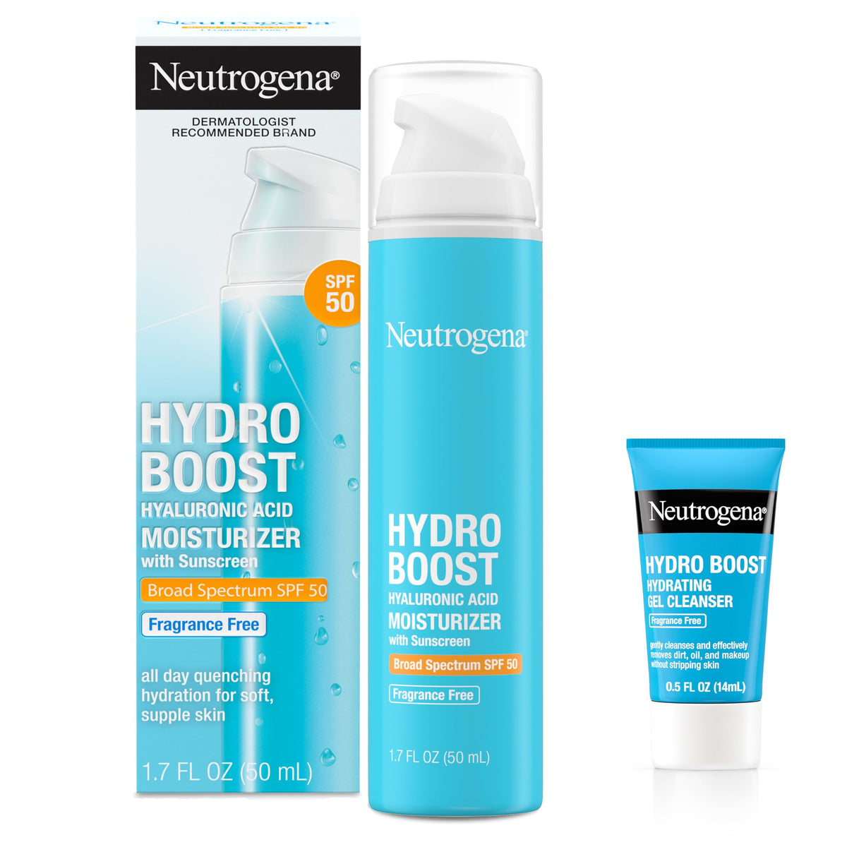 Neutrogena full-size SPF 50 moisturizer front view showing packaging and benefits