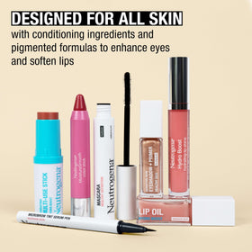 Neutrogena stick applied on lips showing moisturizing tint and soft sheen benefit