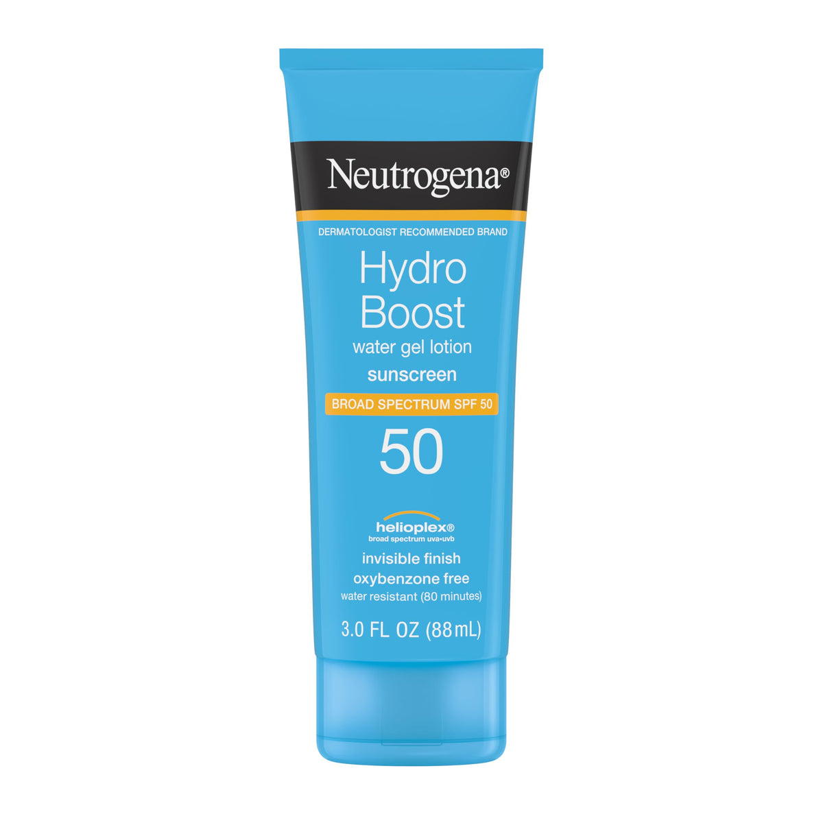 Neutrogena front packaging showing SPF 50 and Hydro Boost benefits