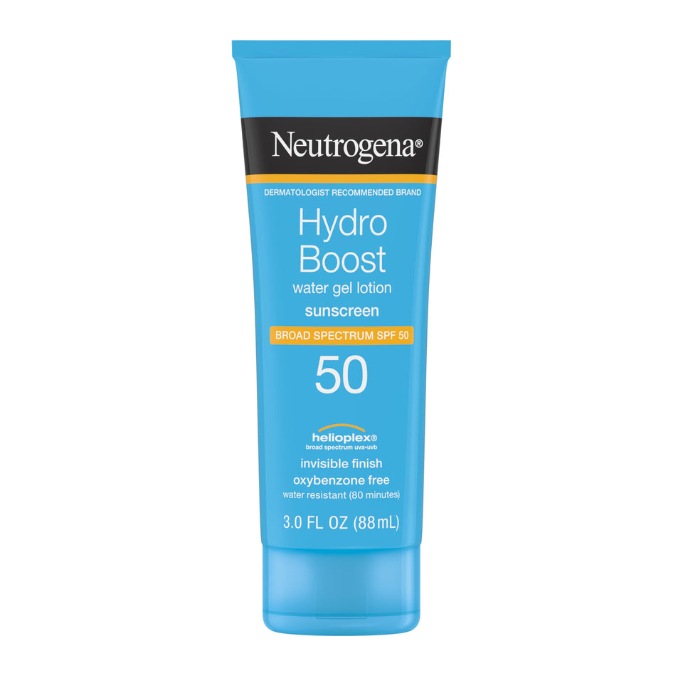 Neutrogena front packaging showing SPF 50 and Hydro Boost benefits