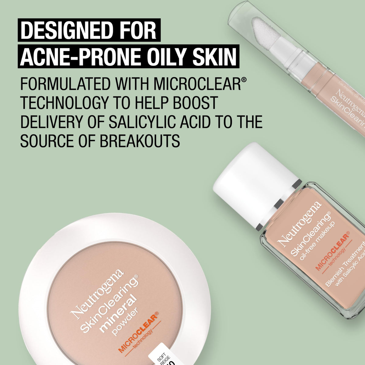 Neutrogena compact on bathroom counter as part of morning skincare routine benefit