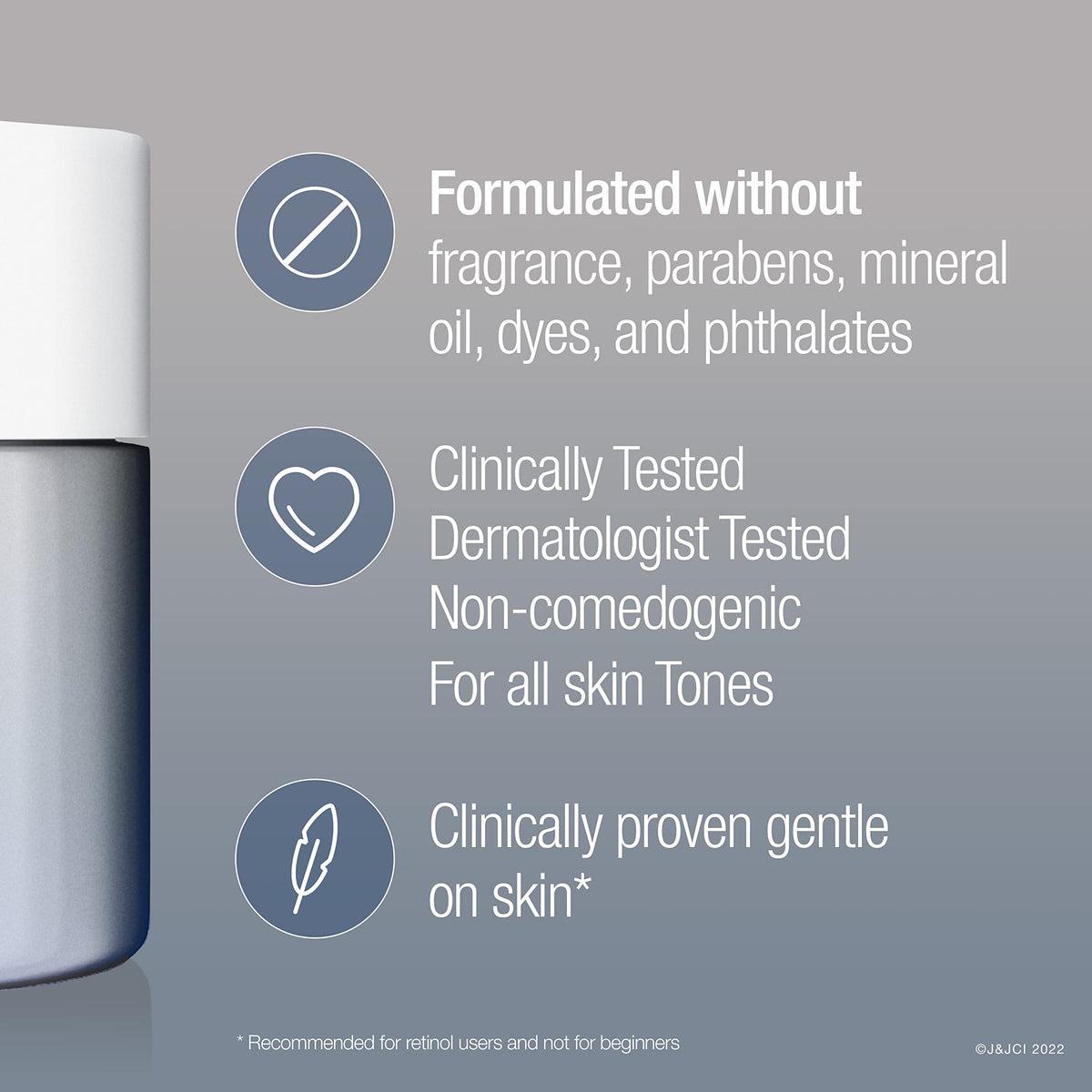 Neutrogena close-up of retinol and micropeptide ingredient callout benefits