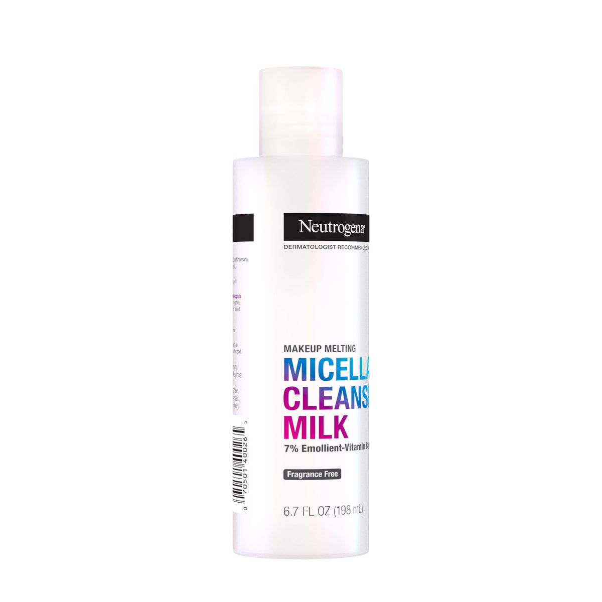 Neutrogena label close-up showing ingredient list for transparent formulation