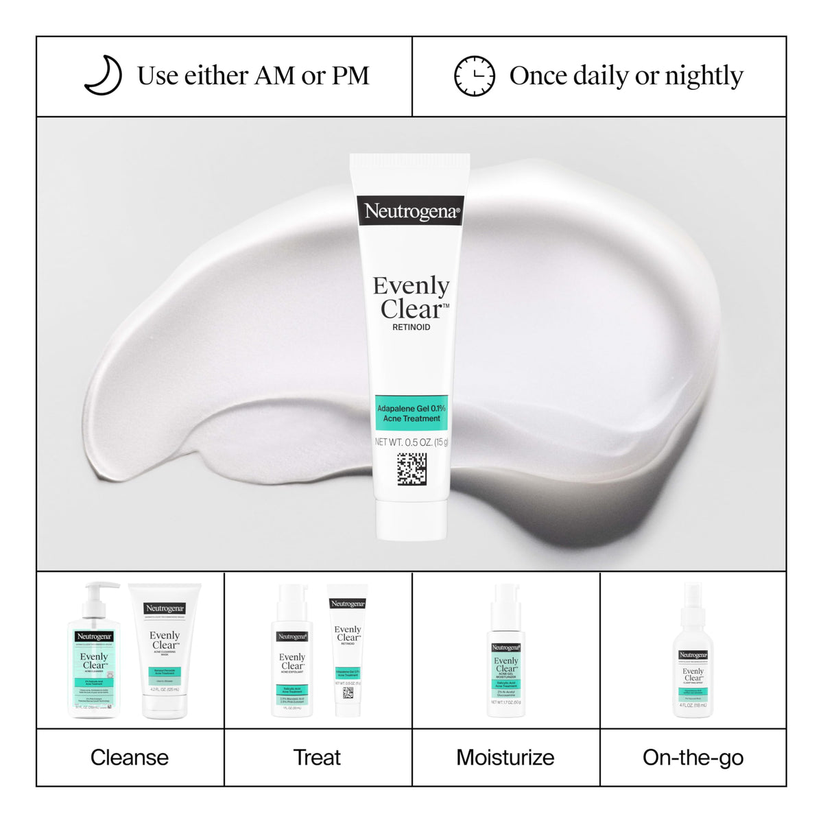 Neutrogena ingredient panel label detail showing adapalene 0.1%