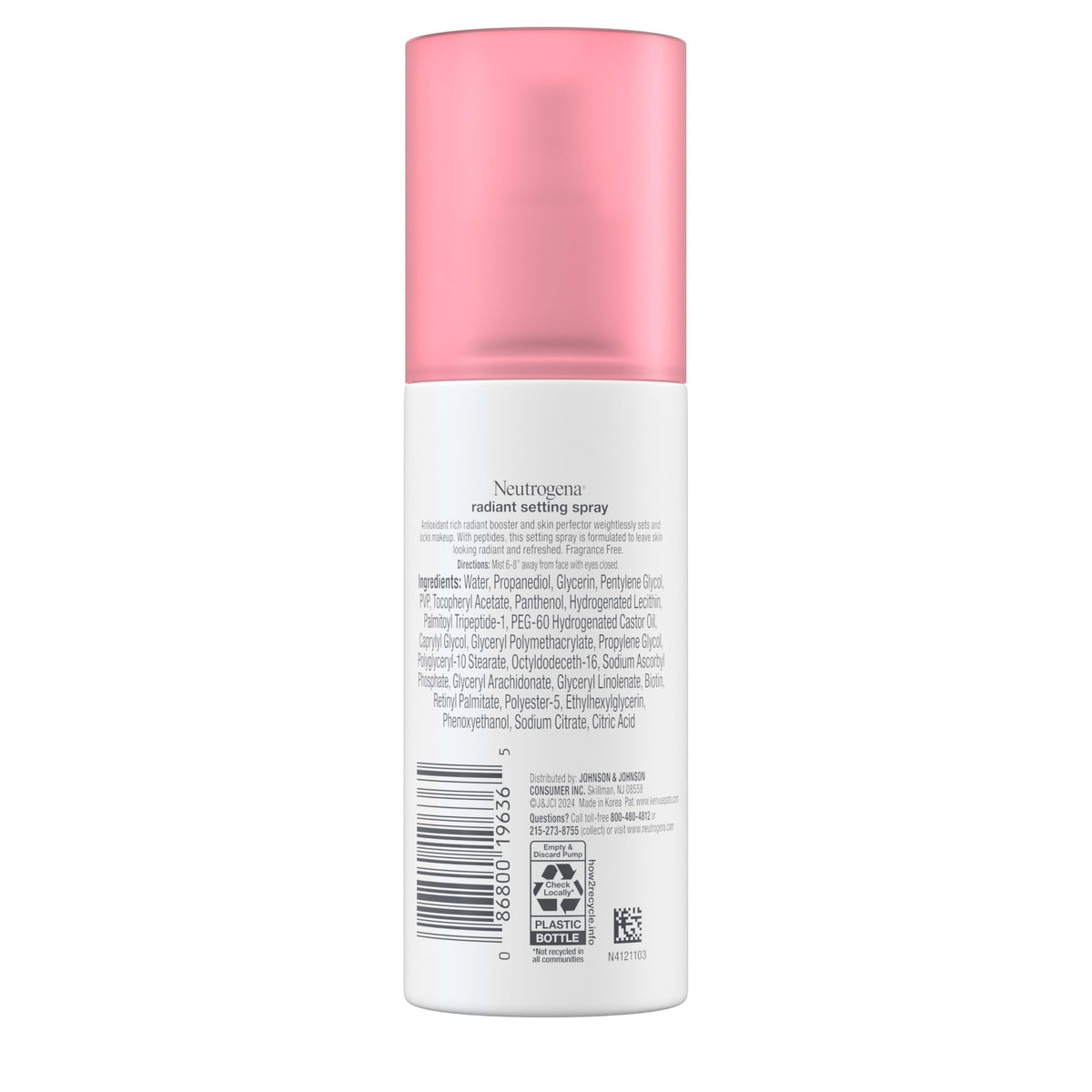 Neutrogena ingredients list closeup emphasizing antioxidants and peptides