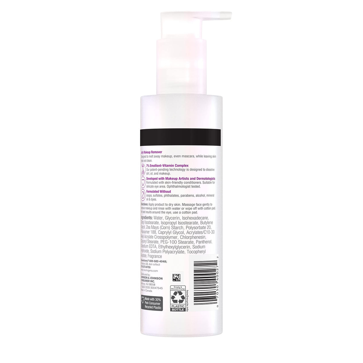 Neutrogena ingredients panel label closeup emphasizing 7% Emollient-Vitamin Complex