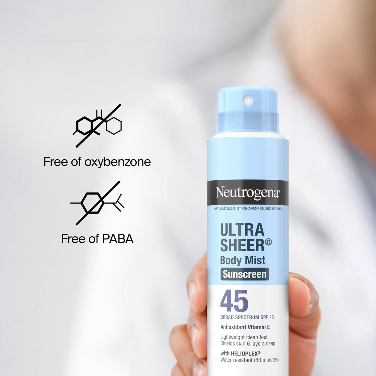 Neutrogena product label highlighting active ingredients and transparency benefit