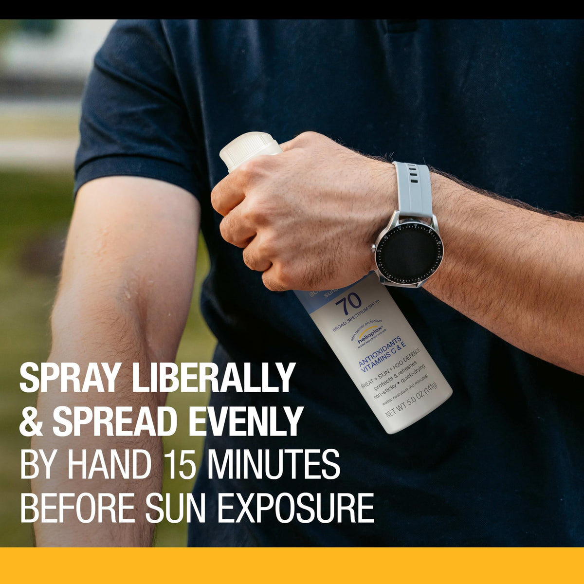 Neutrogena label close-up highlighting SPF 70 and oxybenzone-free formula