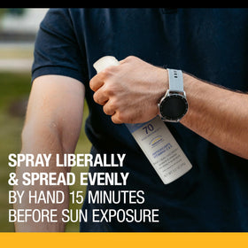 Neutrogena label close-up highlighting SPF 70 and oxybenzone-free formula
