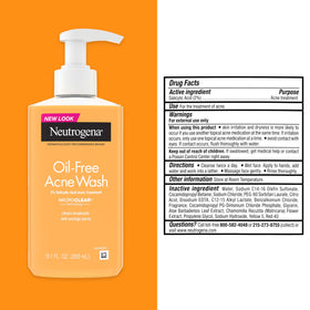 Neutrogena label close-up showing active 2% salicylic acid ingredient