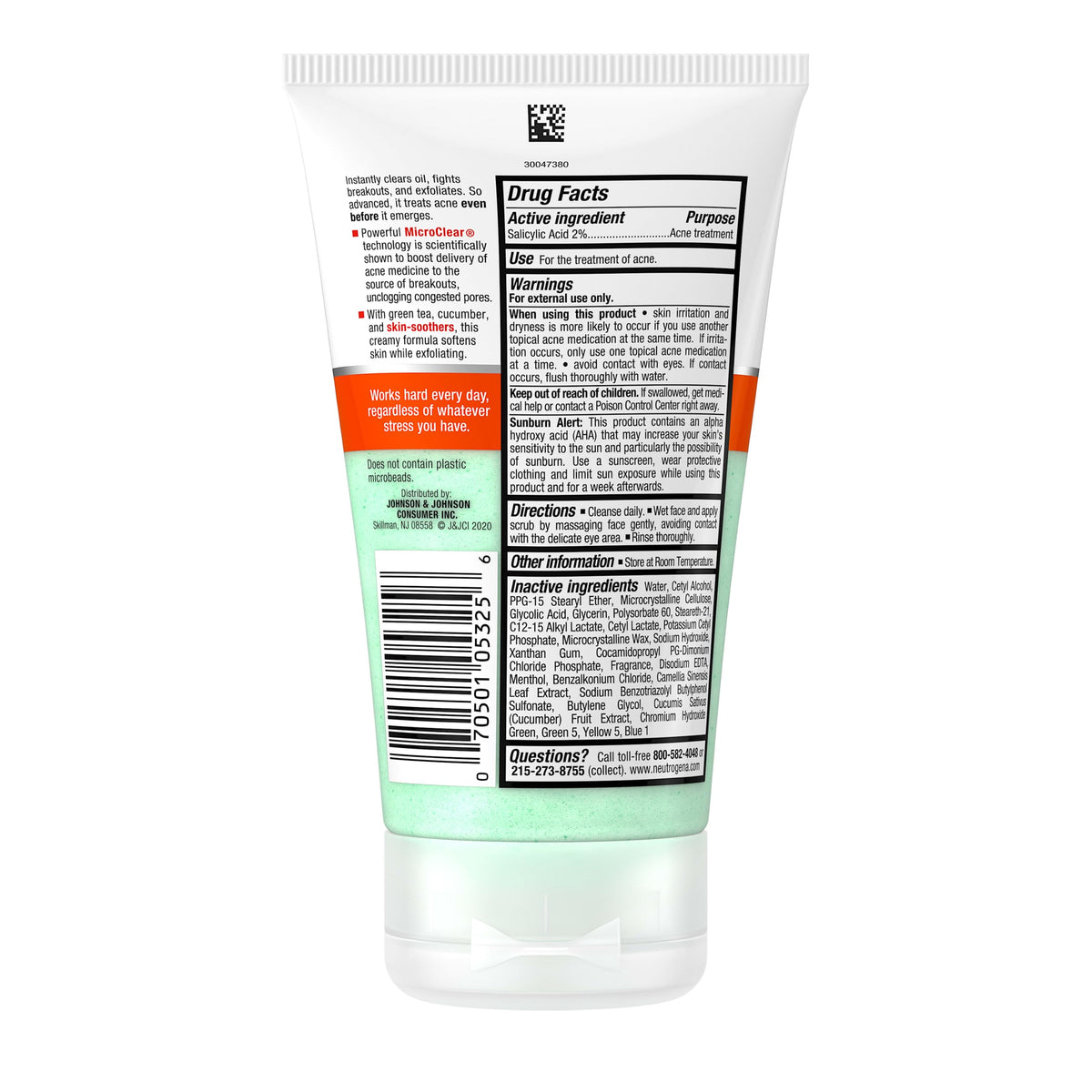 Neutrogena label close-up highlighting MicroClear technology delivery