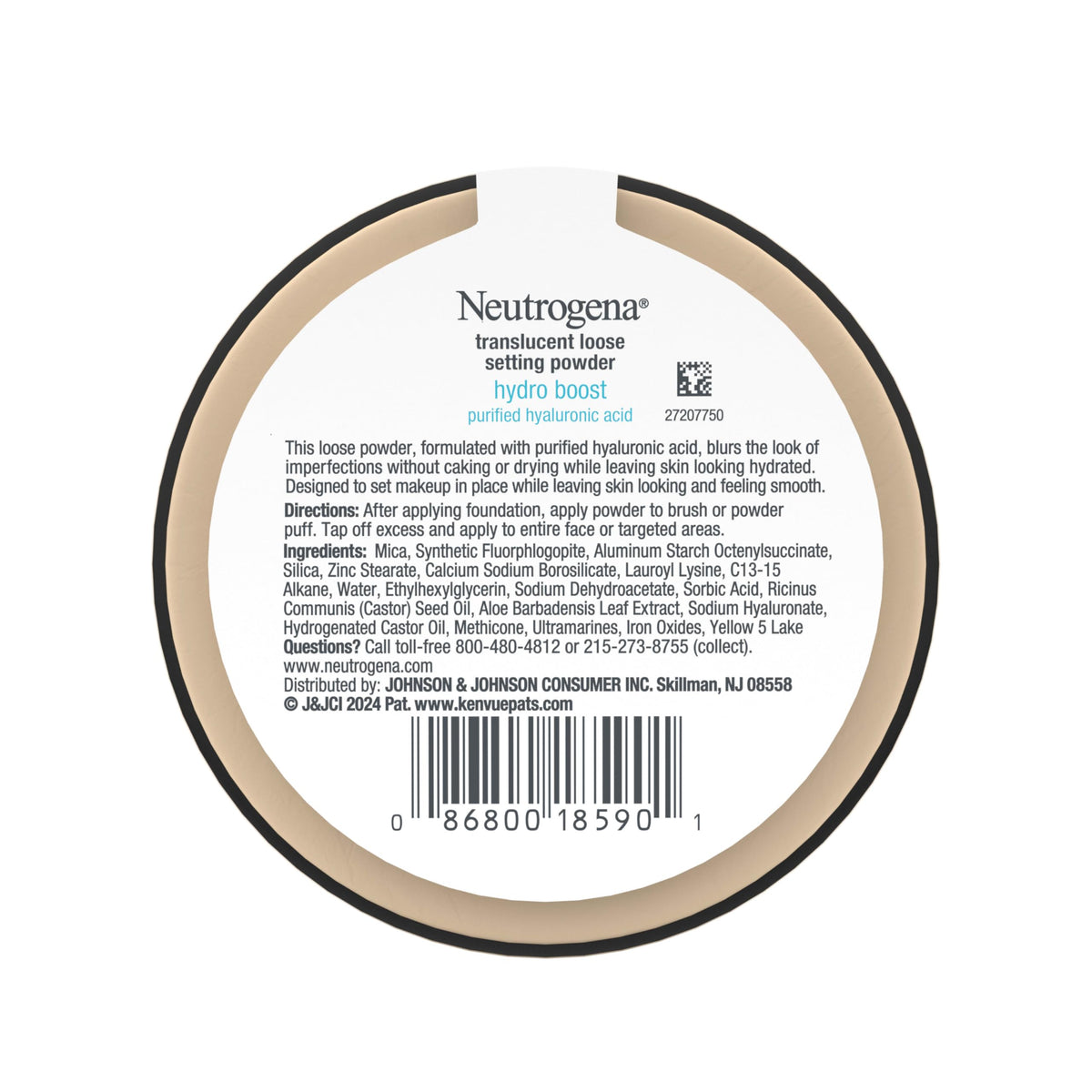 Neutrogena powder on vanity demonstrating hydrated, shine-free skin