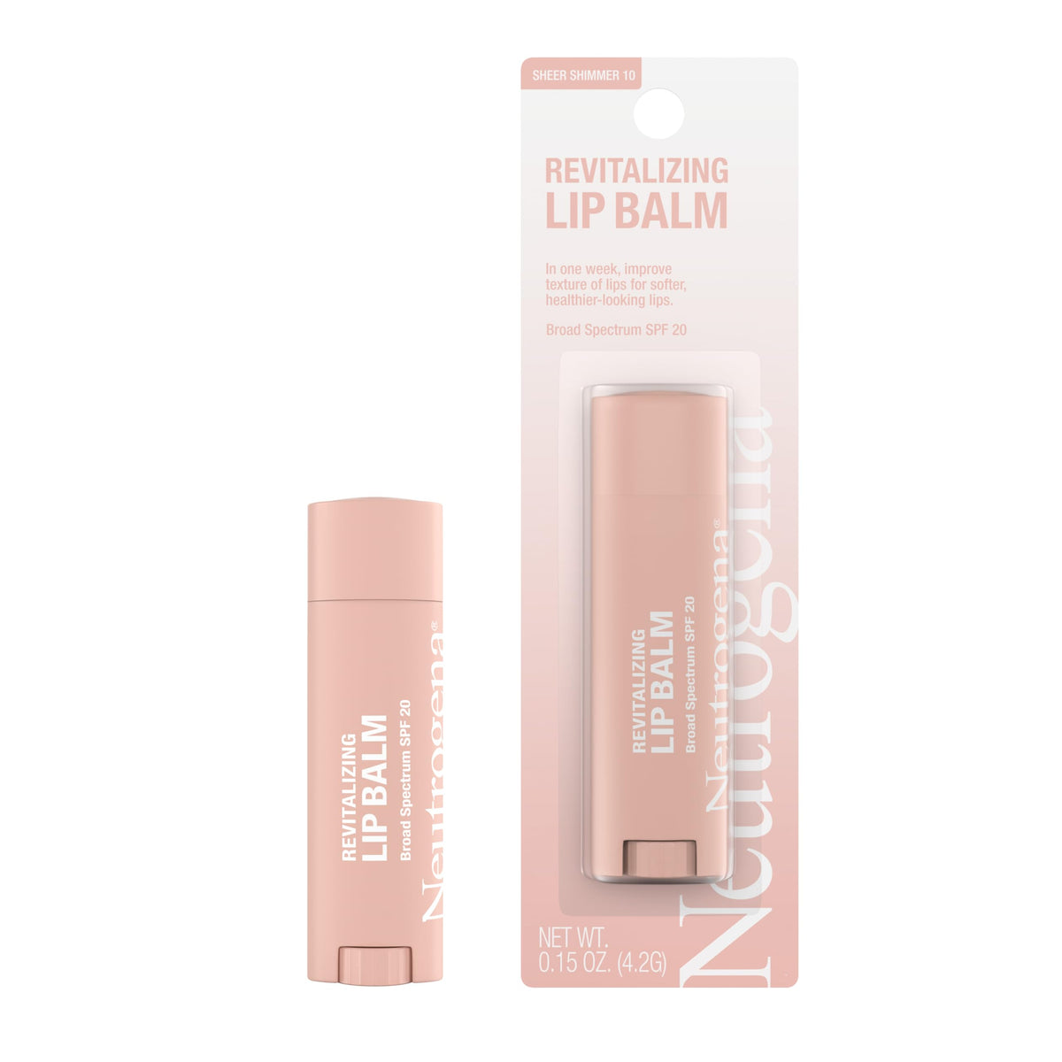 Neutrogena lip balm cap and label detail showing SPF 20 protection information