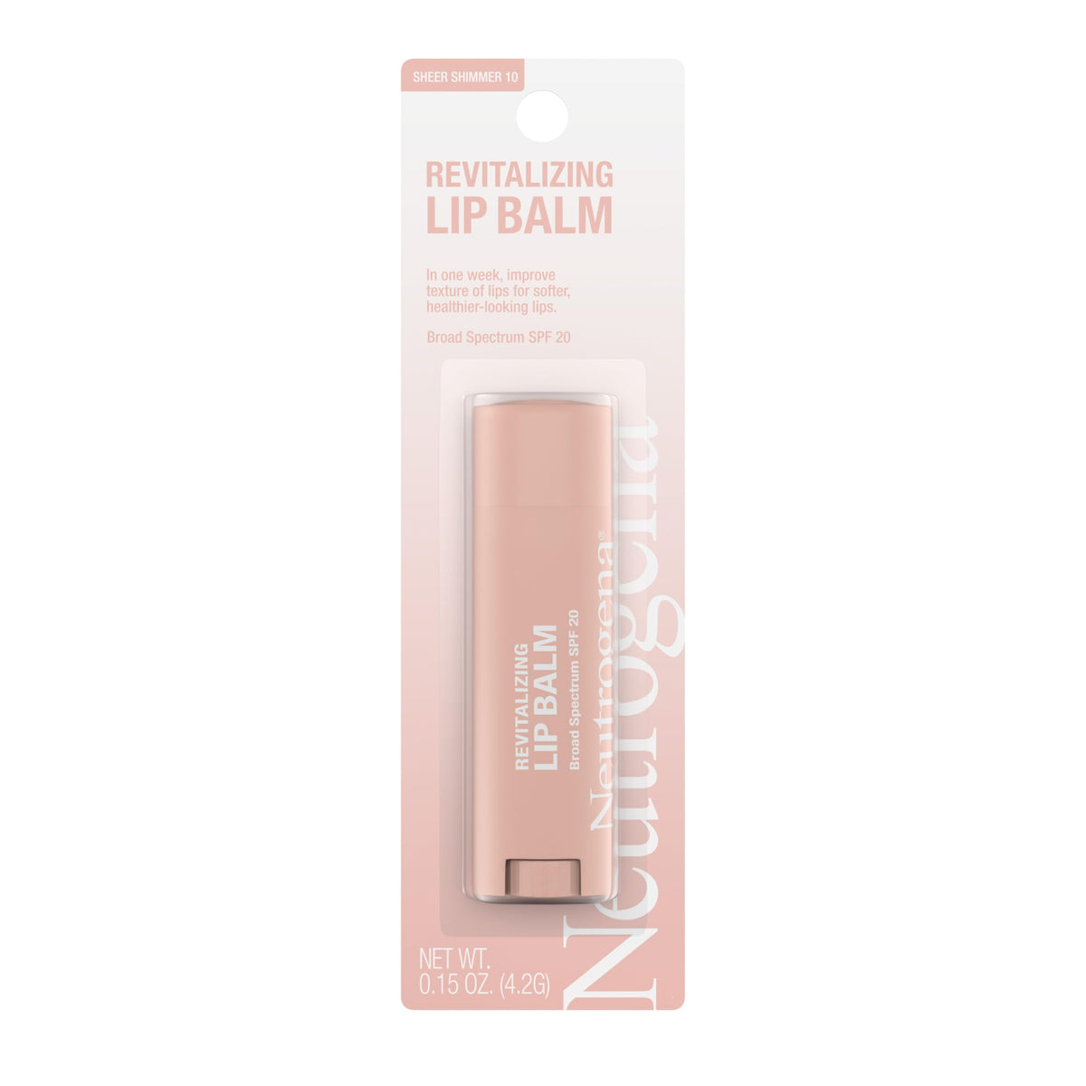 Neutrogena lip balm applied on lips demonstrating sheer shimmer and natural tint