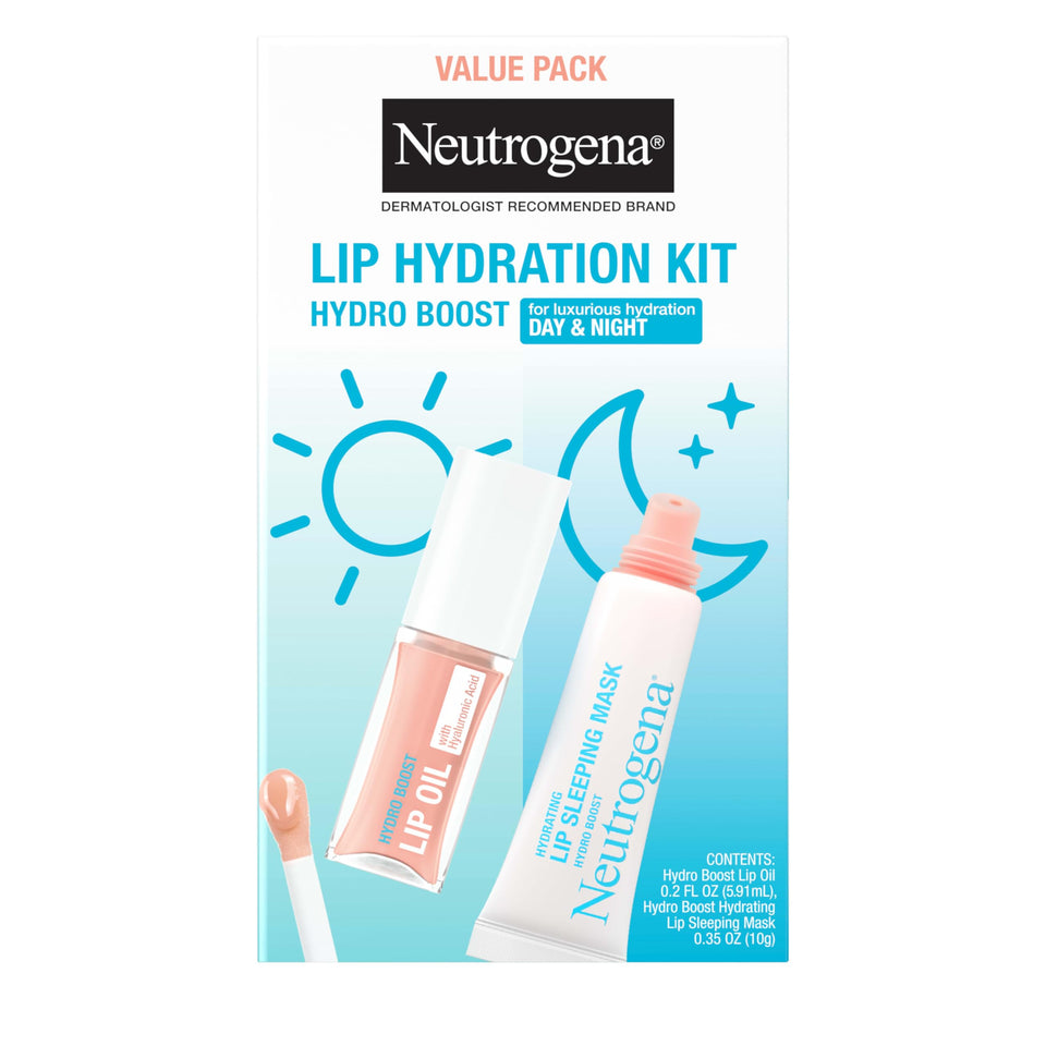 Neutrogena kit front packaging showing both hydrating lip treatments, perfect for daily care
