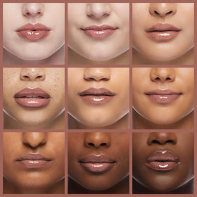 Neutrogena lips before and after wearing Almond Nude showing softer, enhanced look