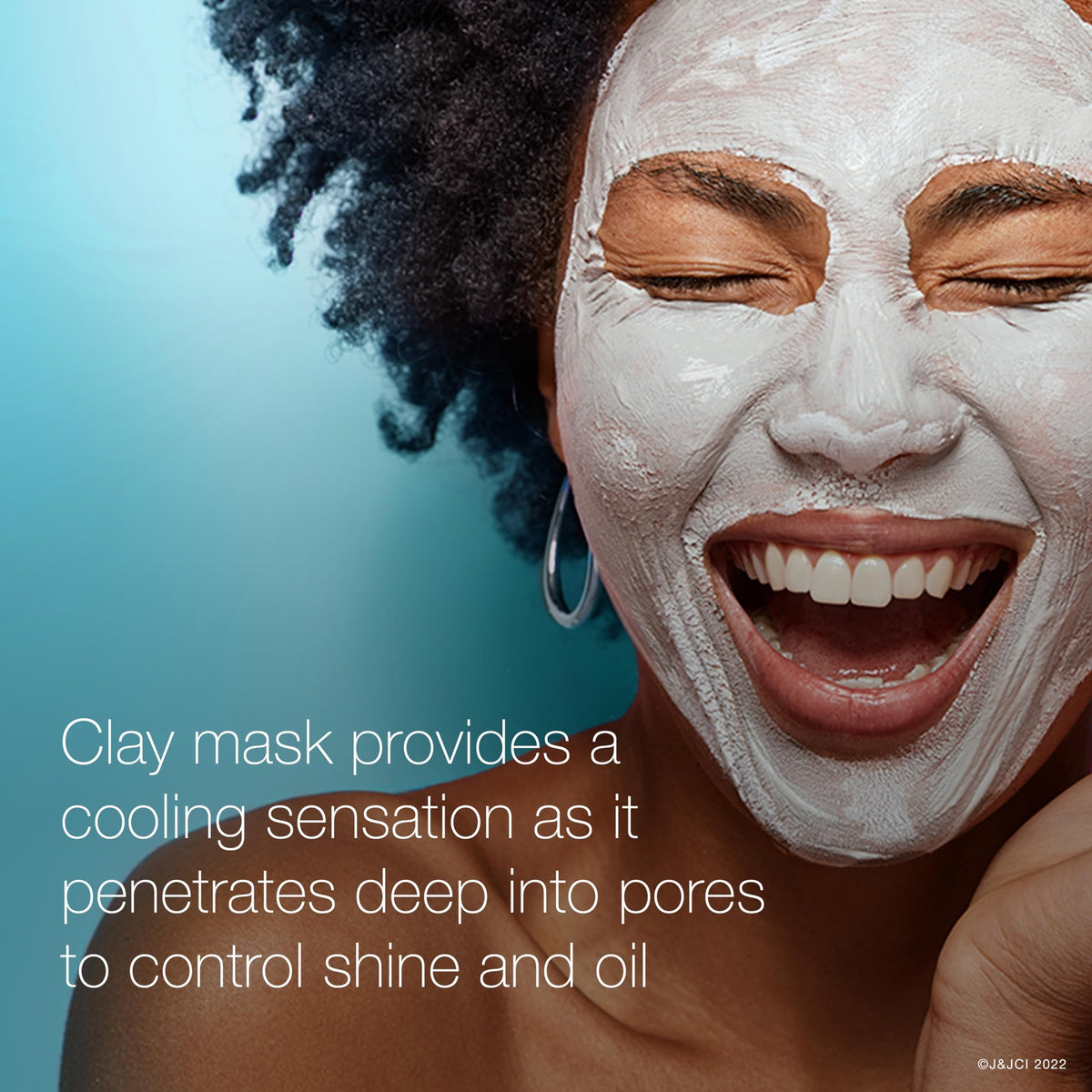 Neutrogena mask applied to cheek showing cooling sensation and deep cleaning